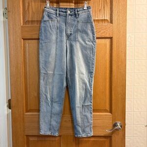 H&M Y2K DIVIDED WOMENS HIGH RISE ACID WASH MOM JEANS TAPERED LEGS SIZE 6 W28 L27